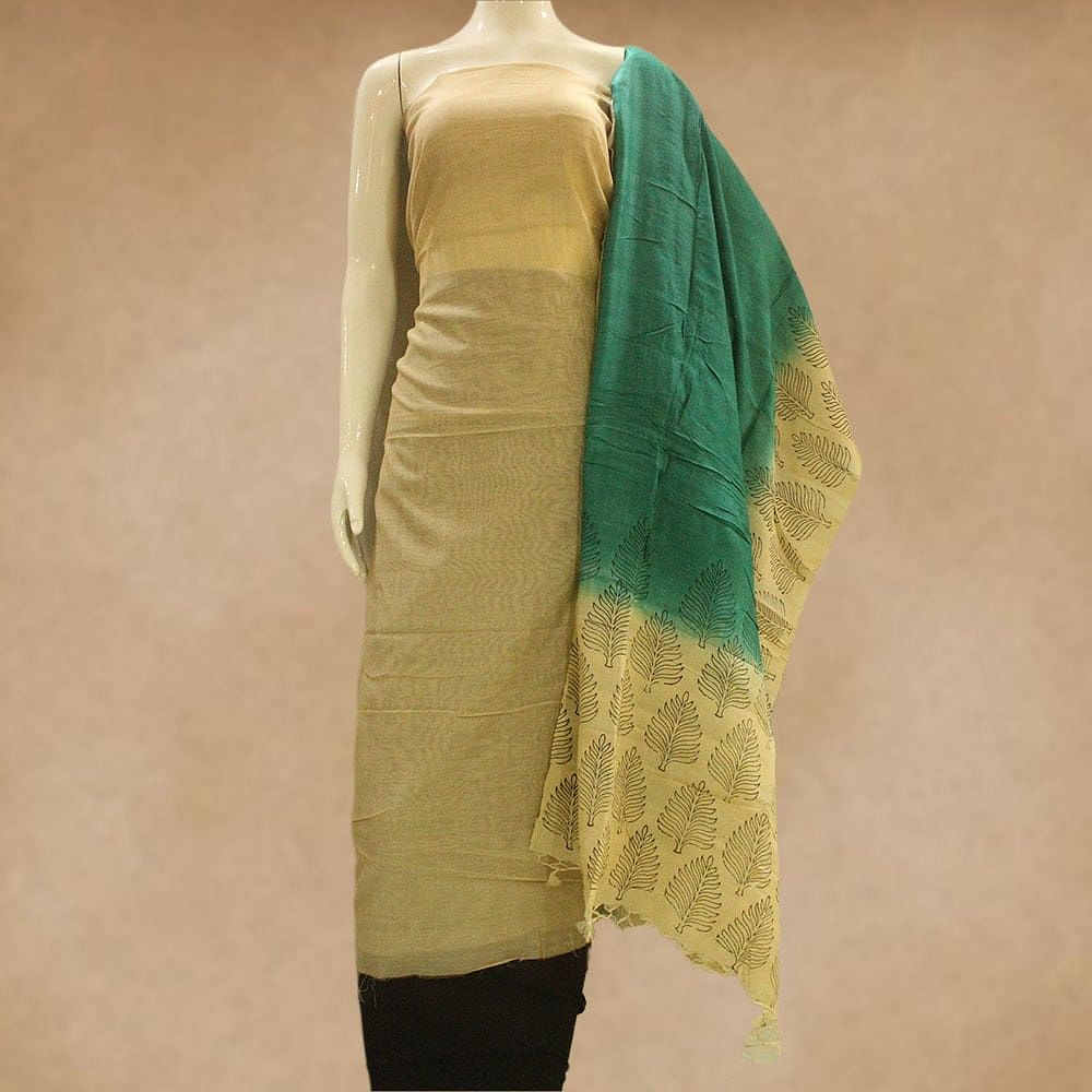 Silk cotton top and silk cotton bottom with tussar silk dupatta ...