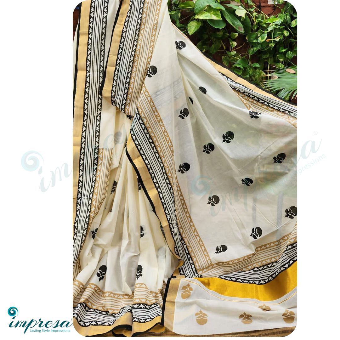 Sitara - Navya Kerala Cotton Saree With Kantha Work at Rs 4950.00 | कंथा  साड़ी - Kaisori, Bengaluru | ID: 26881445291