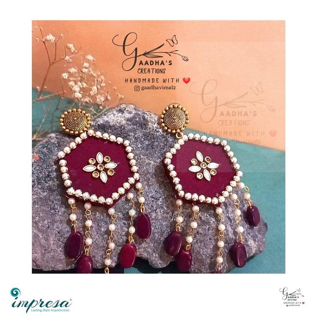 HANDMADE PINK FABRIC EARRINGS NAINA - TELA NAARI – TelaNaari